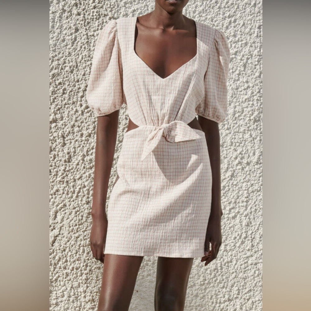 ZARA Cut Out Linen Blend Dress